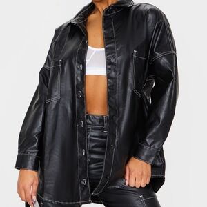 Leather effect oversized shirt.